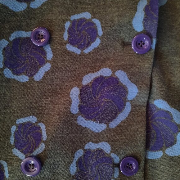 Love Moschino Coat Jacket US 6 Grey Purple Mid Length Big Collar Wool Blend - Picture 4 of 12